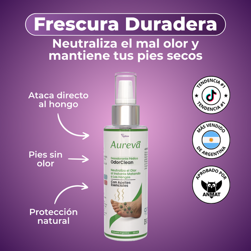 ODORCLEAN - SPRAY PARA OLOR DE ZAPATOS Y PIES - AUREVA 125ml